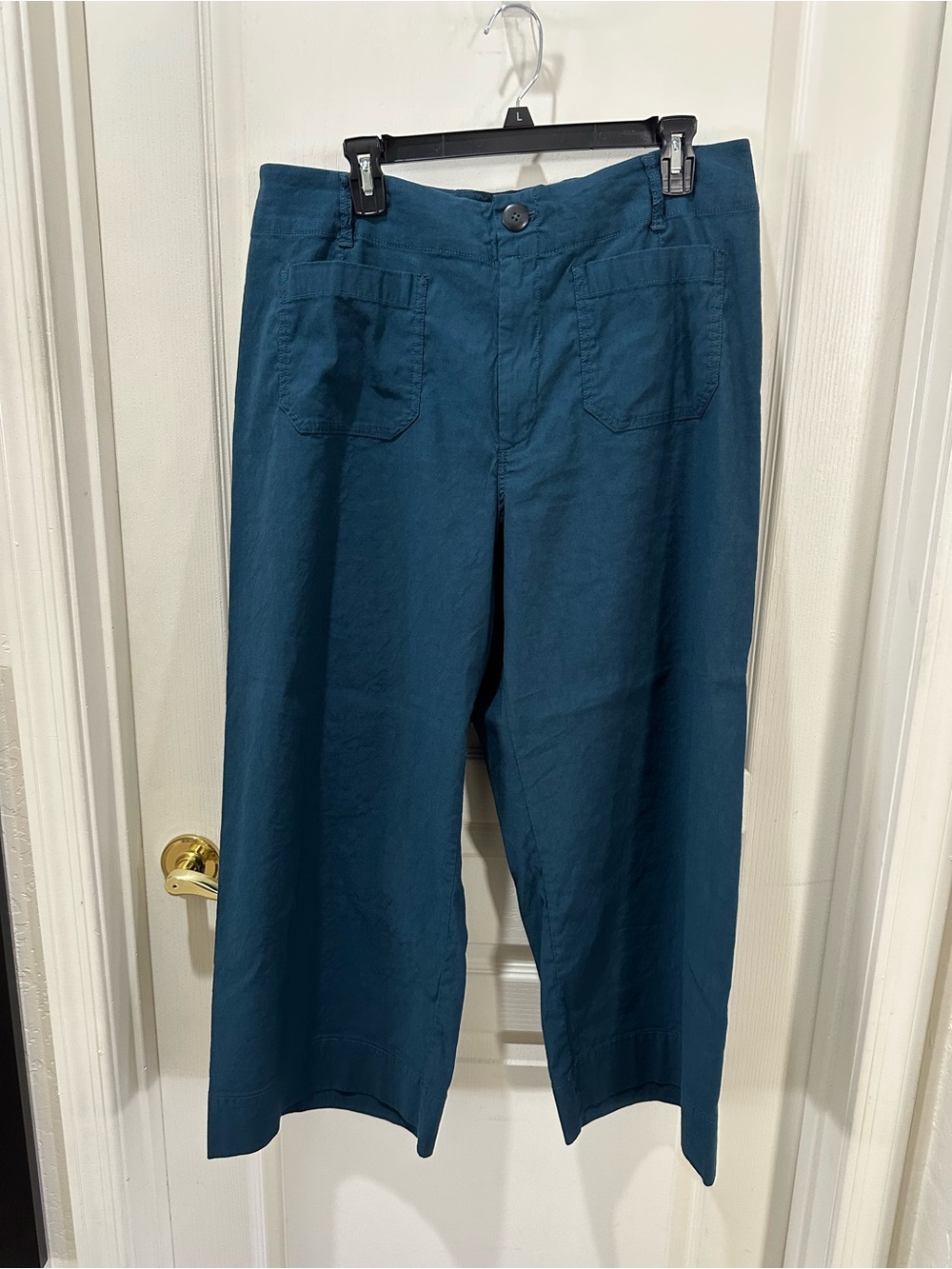 Anthropologie Maeve The Colette Deep Teal Cropped Wide-Leg Pants